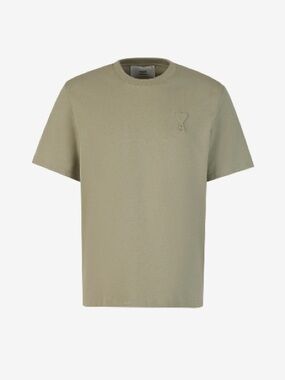 Ami Paris Olive Green Logo Short-Sleeve Crew T-Shirt